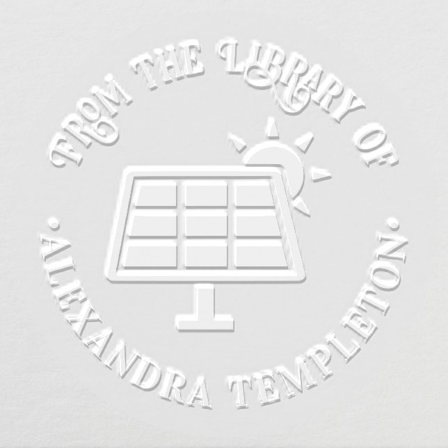 Solar Panel Sun Renewable Energy Library Book Name Embosser (Design)