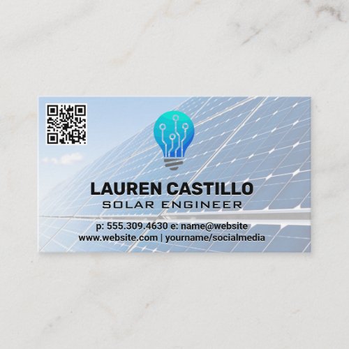 Solar Panel Technology  QR Scan  Lightbulb Business Card