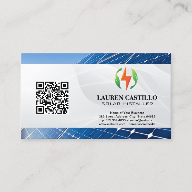 Solar Panels | Clean Energy Logo Business Card (Front)
