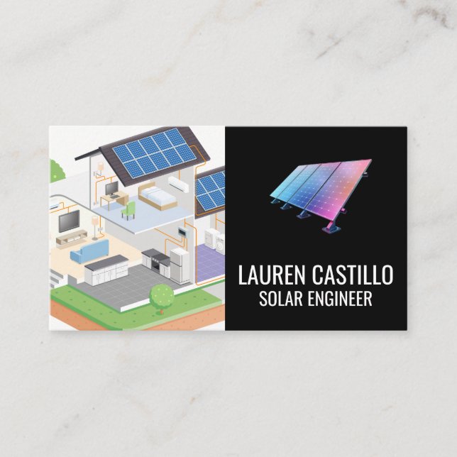 Solar Panels | Clean Energy Logo Business Card (Front)