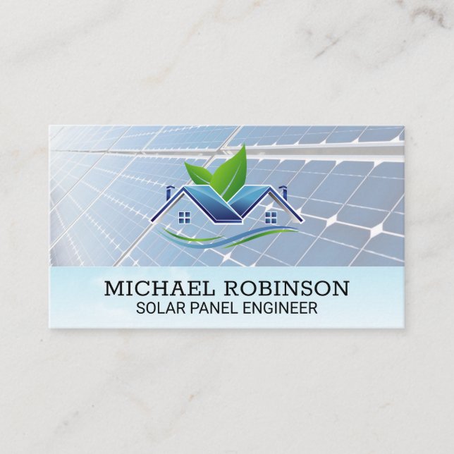 Solar Panels | Clouds and Sky Eco Home Business Card (Front)