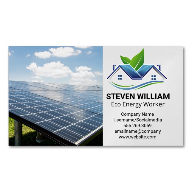 Solar Panels | Eco Home Installer Business Card Magnet (Front)