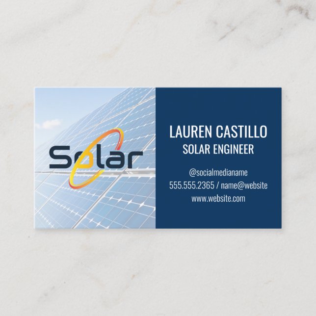 Solar Panels Energy | Light Bulb | QR Scan Code Business Card (Front)