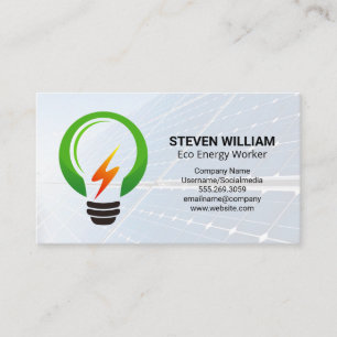 Solar Panels Light Bulb Energy Logo Business Card