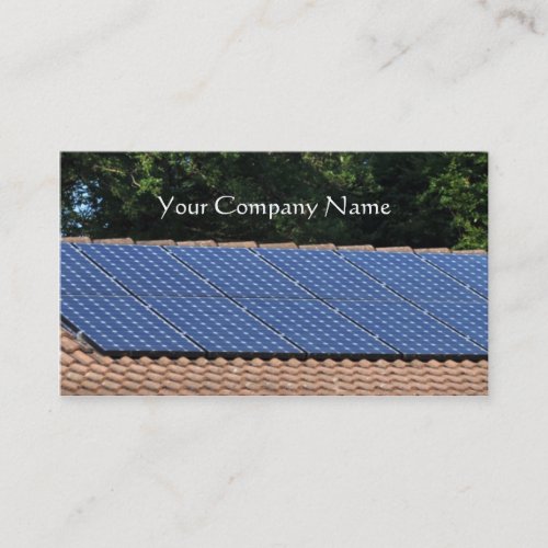 Solar panels on a house roof business card