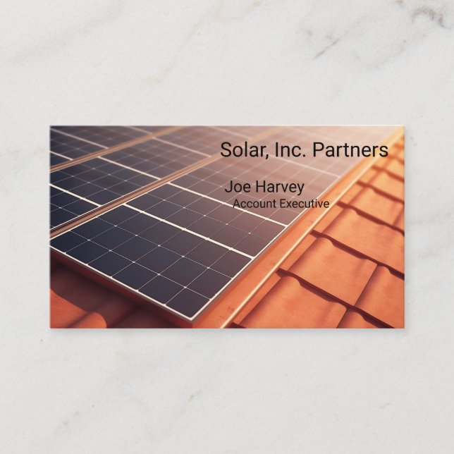 Solar panels on a tile roof business card (Front)