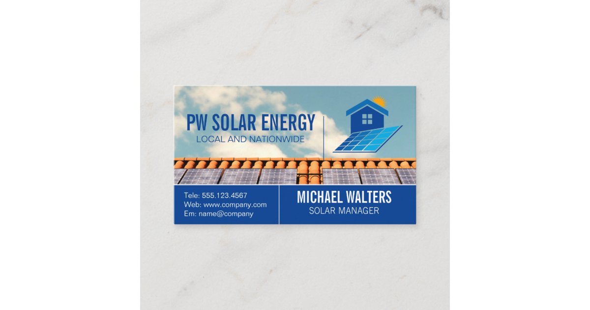 Solar Panels on Roof | Energy Business Card | Zazzle