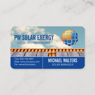 Solar Panels on Roof   Energy   Power Business Card