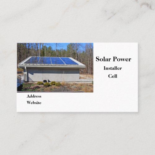 Solar panels on small building business card