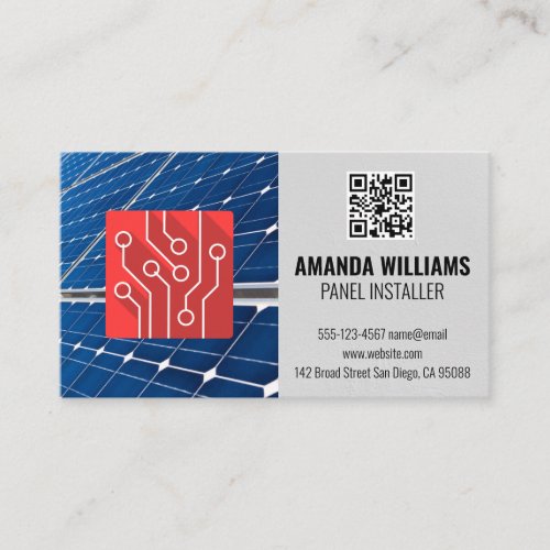 Solar Panels  QR Code  Tech Logo Business Card