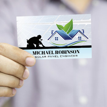 Solar Panels | Roof Worker | Home Logo Business Card by lovely_businesscards at Zazzle