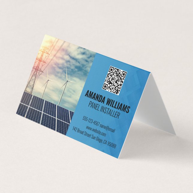 Solar Panels | Tech Logo | Energy Business Card (Front)