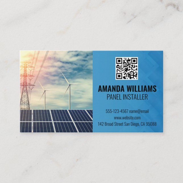 Solar Panels | Tech Logo | Energy Business Card (Front)