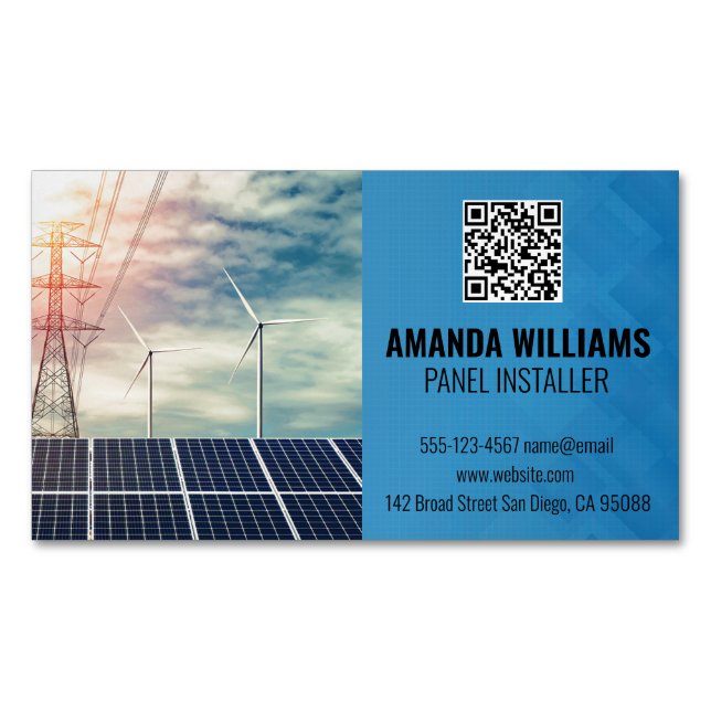 Solar Panels | Tech Logo | Energy Business Card Magnet (Front)