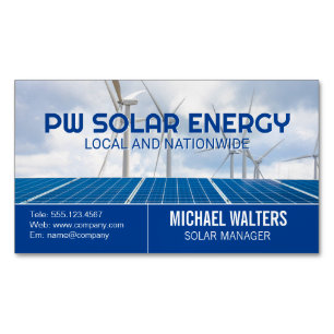 Solar Panels   Windmills   Clean Energy Business Card Magnet