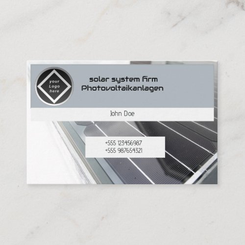Solar Photovoltaic Plant Technik Sales Business Card