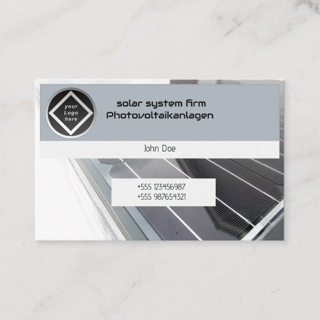 Solar Photovoltaic Plant Technik Sales Business Card (Front)