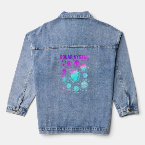 Solar Planets System Outer Space Dwarf Planets Ast Denim Jacket