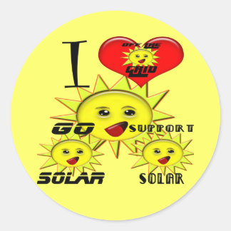 Solar Power Cute Sun Design Promotional Products Classic Round Sticker