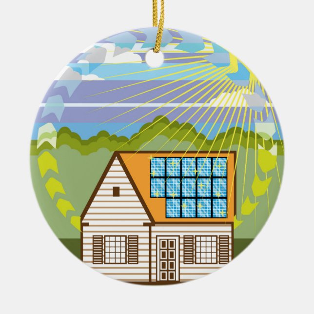 Solar Renewable Energy Eco Efficient Ceramic Ornament (Front)