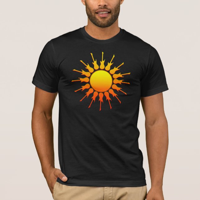 Solar Rock, Sun With Guitar Rays With Shading T-Shirt (Front)