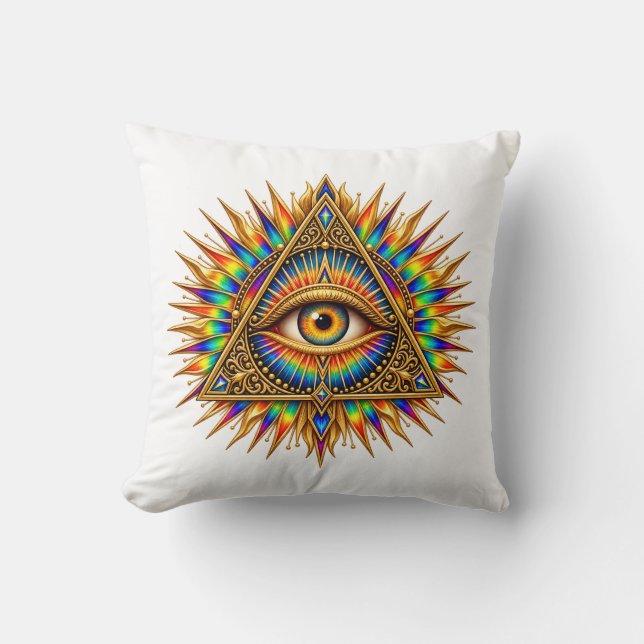 Solar Sentinel Eye Throw Pillow (Front)