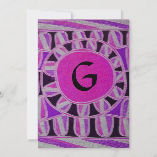 SOLAR SILVER METALLIC MONOGRAMpink violet black Invitation