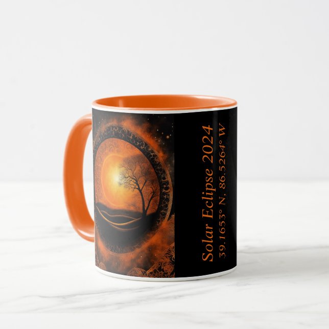 Solar Solstice Eclipse of The Sun GPS Coordinates Mug (Front Left)