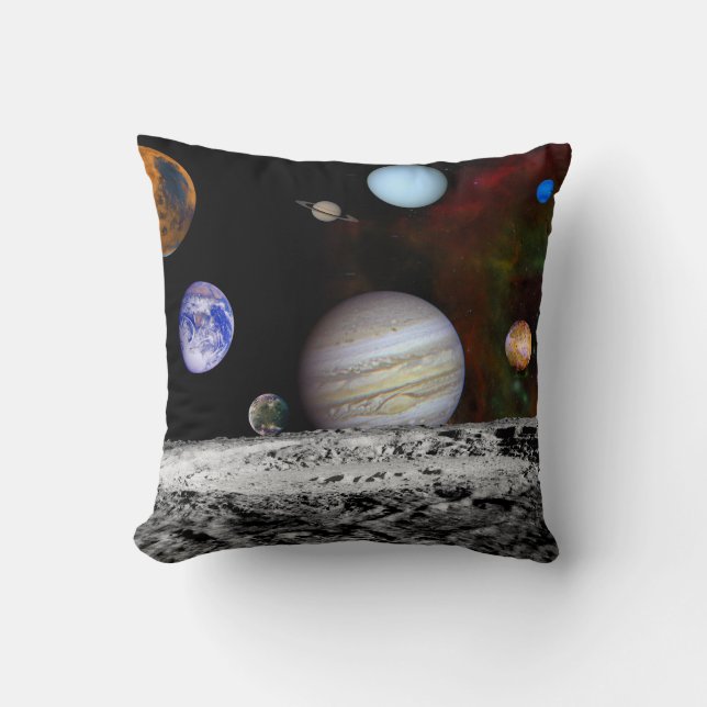 Solar Space System Planets Throw Pillow (Front)