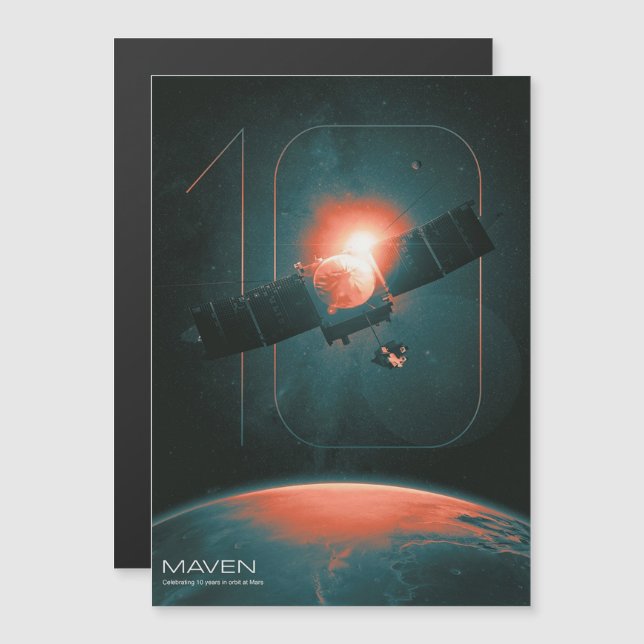 Solar System, 10 Years of Maven Mars Satelite Magnetic Invitation (Front/Back)