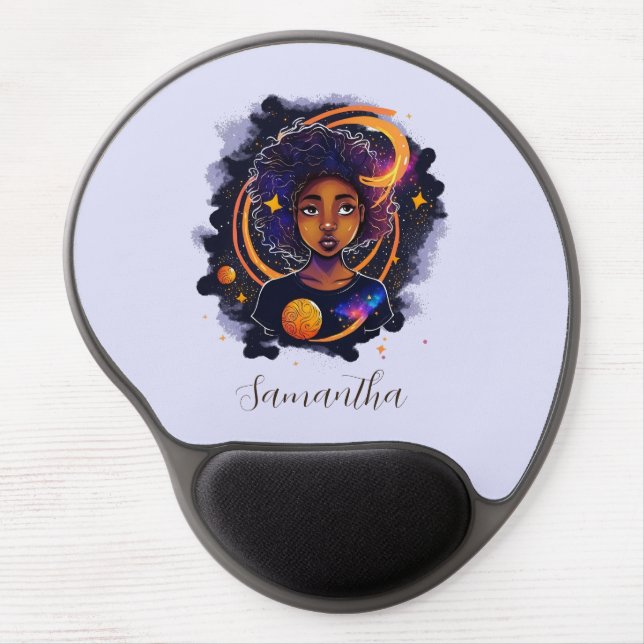 Solar System Afro Woman Gel Mouse Pad (Front)