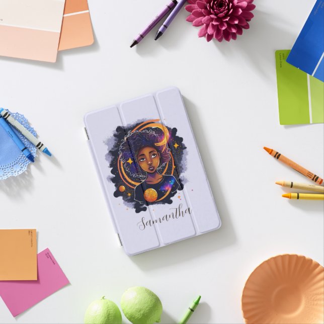 Solar System Afro Woman iPad Mini Cover (In Situ)