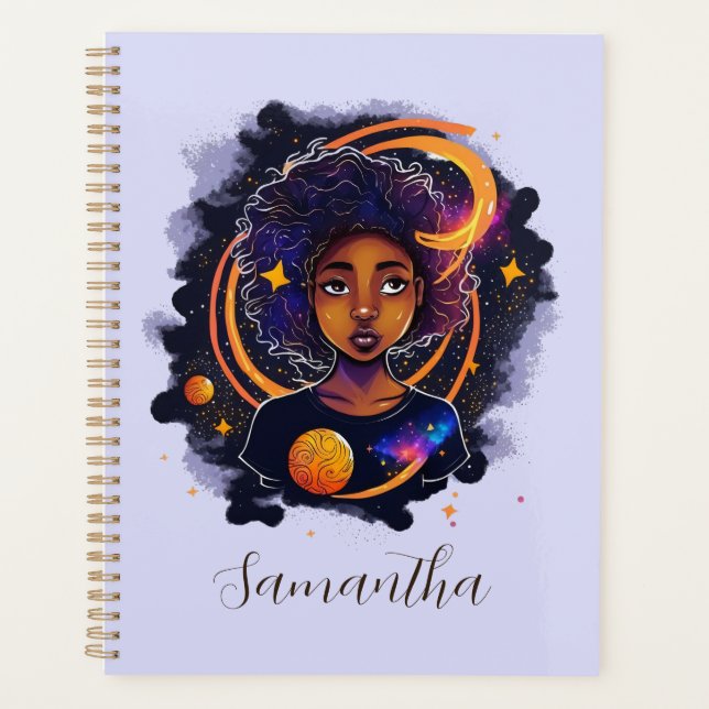 Solar System Afro Woman Planner (Front)