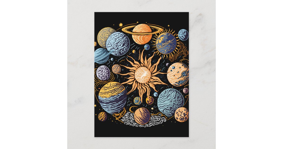 Solar System Art Postcard | Zazzle