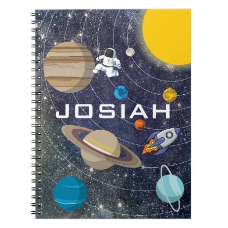 Solar System, Astronaut And Spaceship Notebook