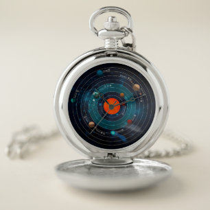Solar System Astronomy Diagram Pocket Watch