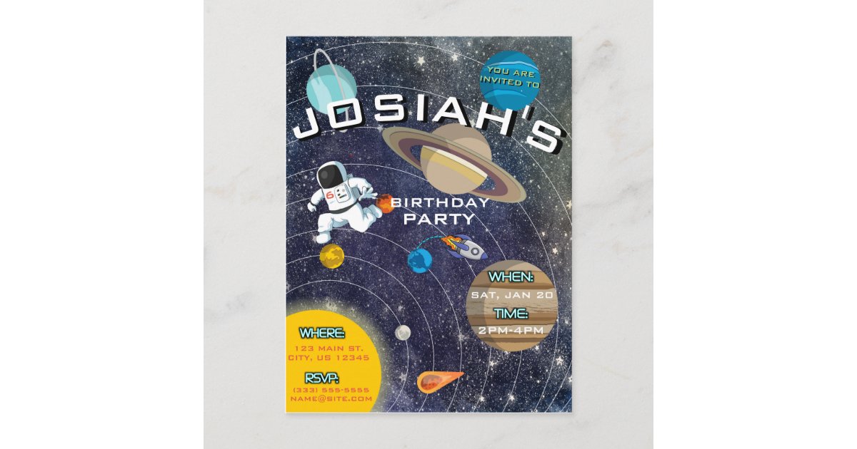 Solar System Birthday Party Invitation Zazzlecom