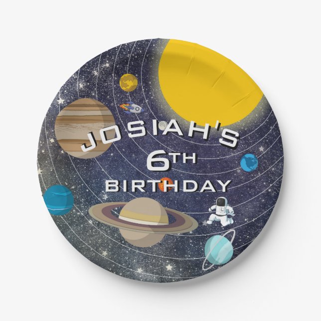 Solar System Birthday Party Paper Plates (Front)