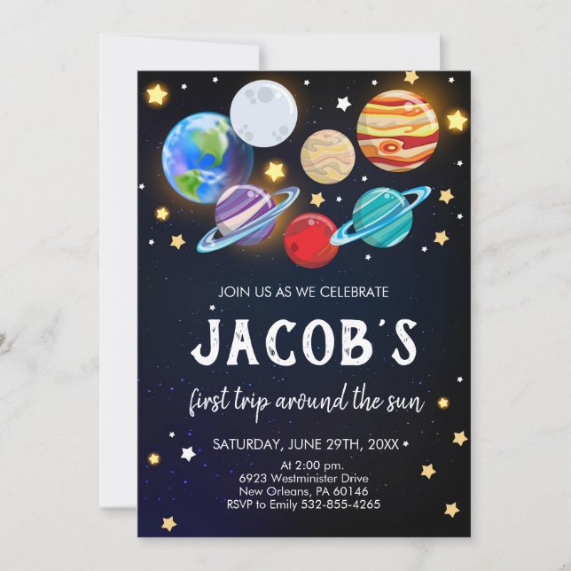 Solar System Birthday, Space, Planets Birthday Invitation (Front)