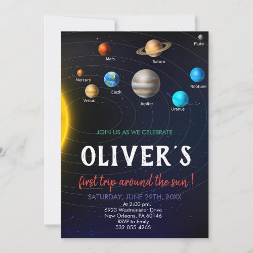 Solar System Birthday Space Planets Birthday Invitation