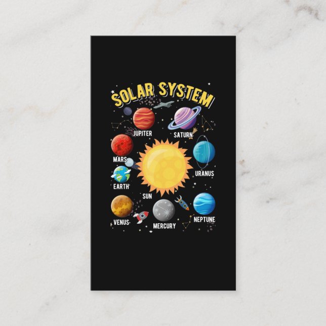 Solar System Boy Girls Cute Planets Astronaut Business Card (Front)