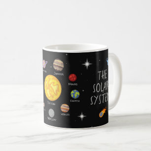 Solar system cartoon drawing planets outerspace coffee mug
