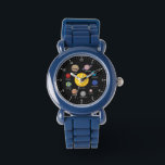 Solar system cartoon drawing planets outerspace    watch<br><div class="desc">Fun and  colorful solar system black watch. Cartoon drawing of the planets and outer space.</div>