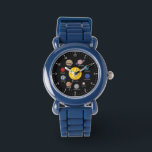 Solar system cartoon drawing planets outerspace    watch<br><div class="desc">Fun and  colorful solar system black watch. Cartoon drawing of the planets and outer space.</div>