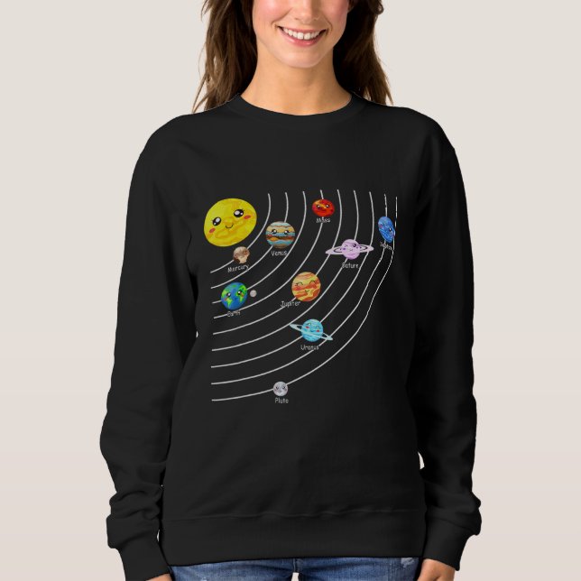 Solar System Colorful Tee Realistic Space Planets  (Front)