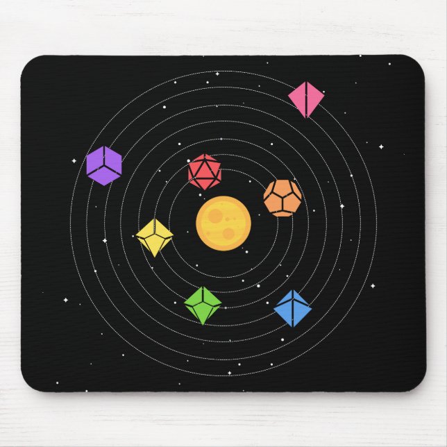 Solar System Dice Set Astrology Tabletop RPG Mouse Pad (Front)