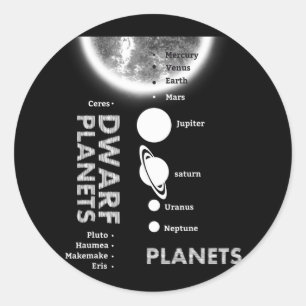 Solar System - Dwarf Planets Gift T Shirt Classic Round Sticker