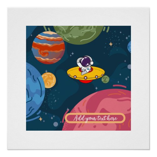 Solar System Futuristic Planet Poster for Kids