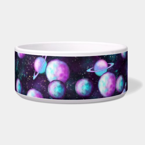 Solar System Glow  Cosmic Blue Purple Pink Planet Bowl