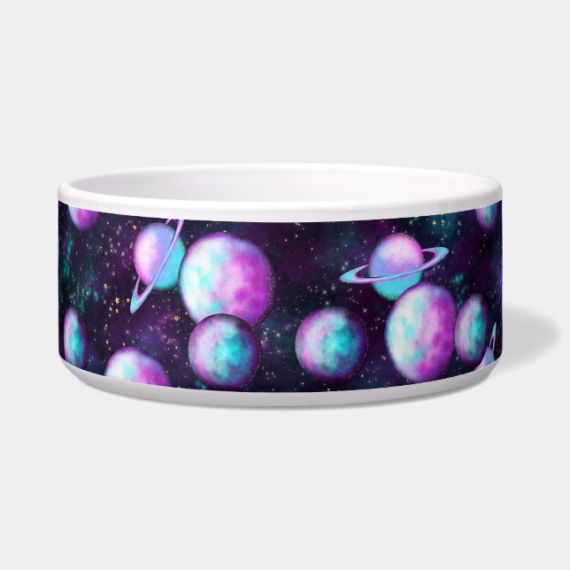 Solar System Glow | Cosmic Blue Purple Pink Planet Bowl (Front)
